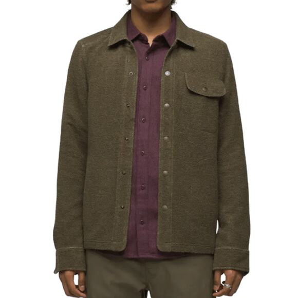 Prana IncrediWool Overshirt Men's XL Slate Green Heather Slim Fit Performance - Picture 1 of 9